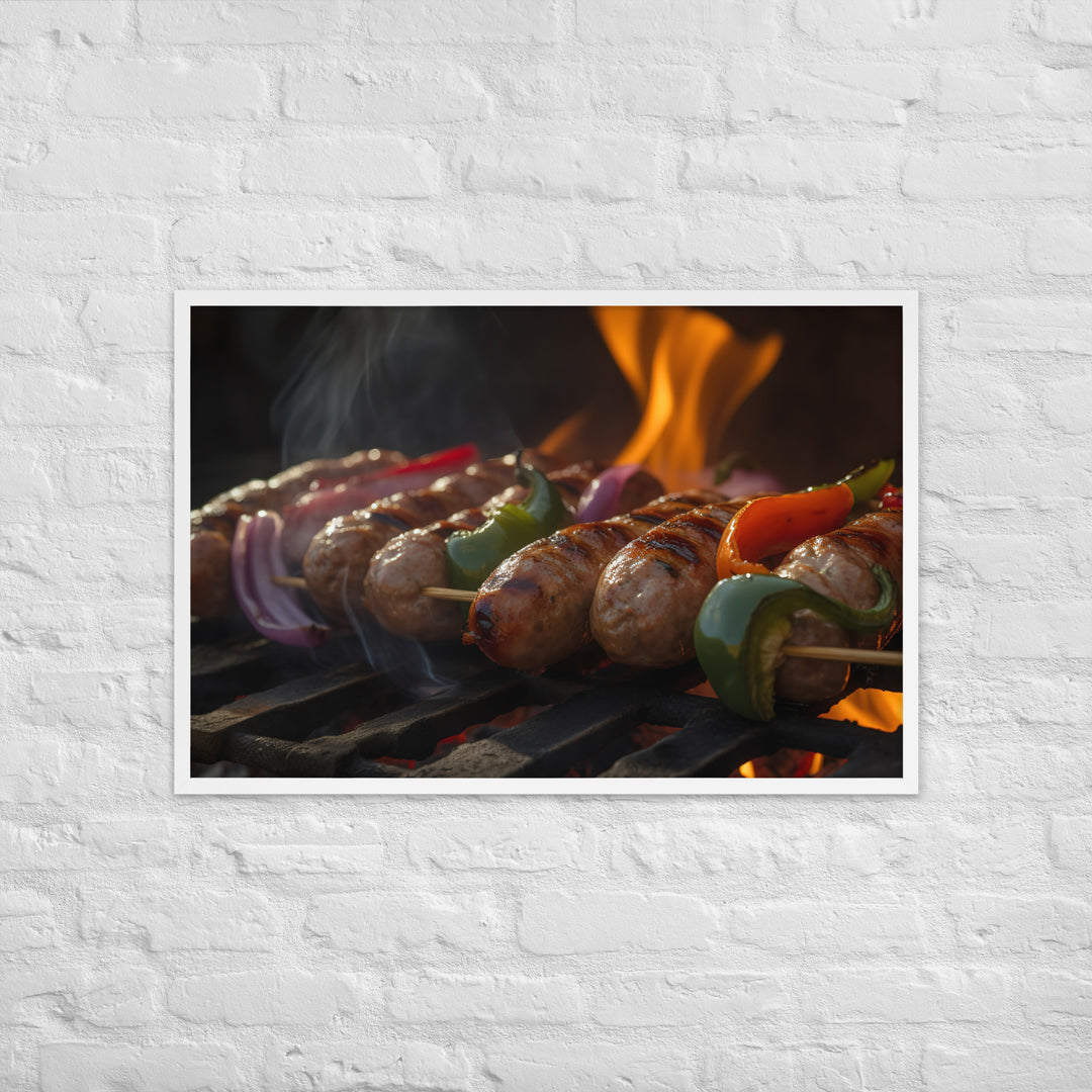 Sausage Skewers Framed poster 🤤 from Yumify.AI