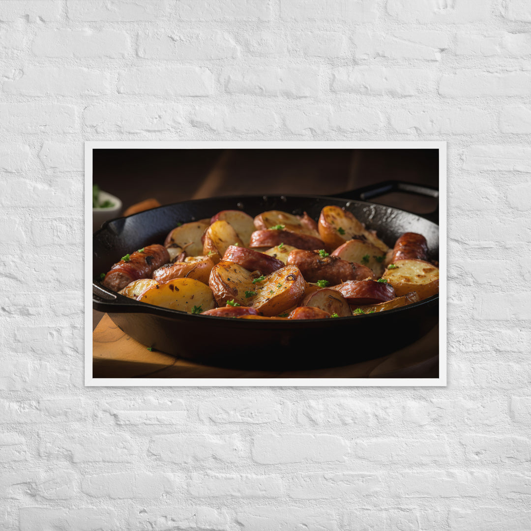 Baked Sausage and Potato Skillet Framed poster 🤤 from Yumify.AI