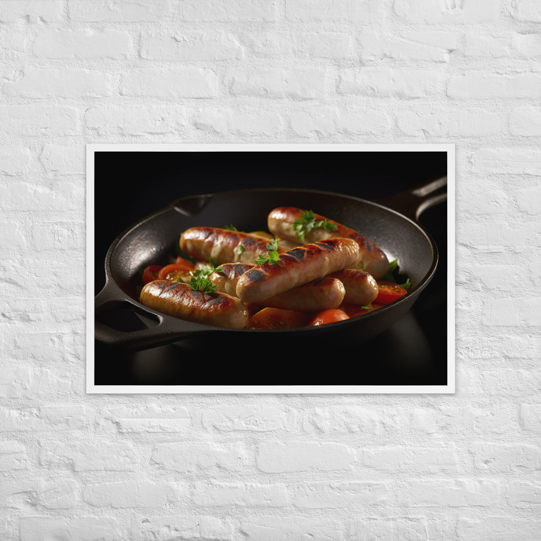 Pan Fried Sausage Framed poster 🤤 from Yumify.AI