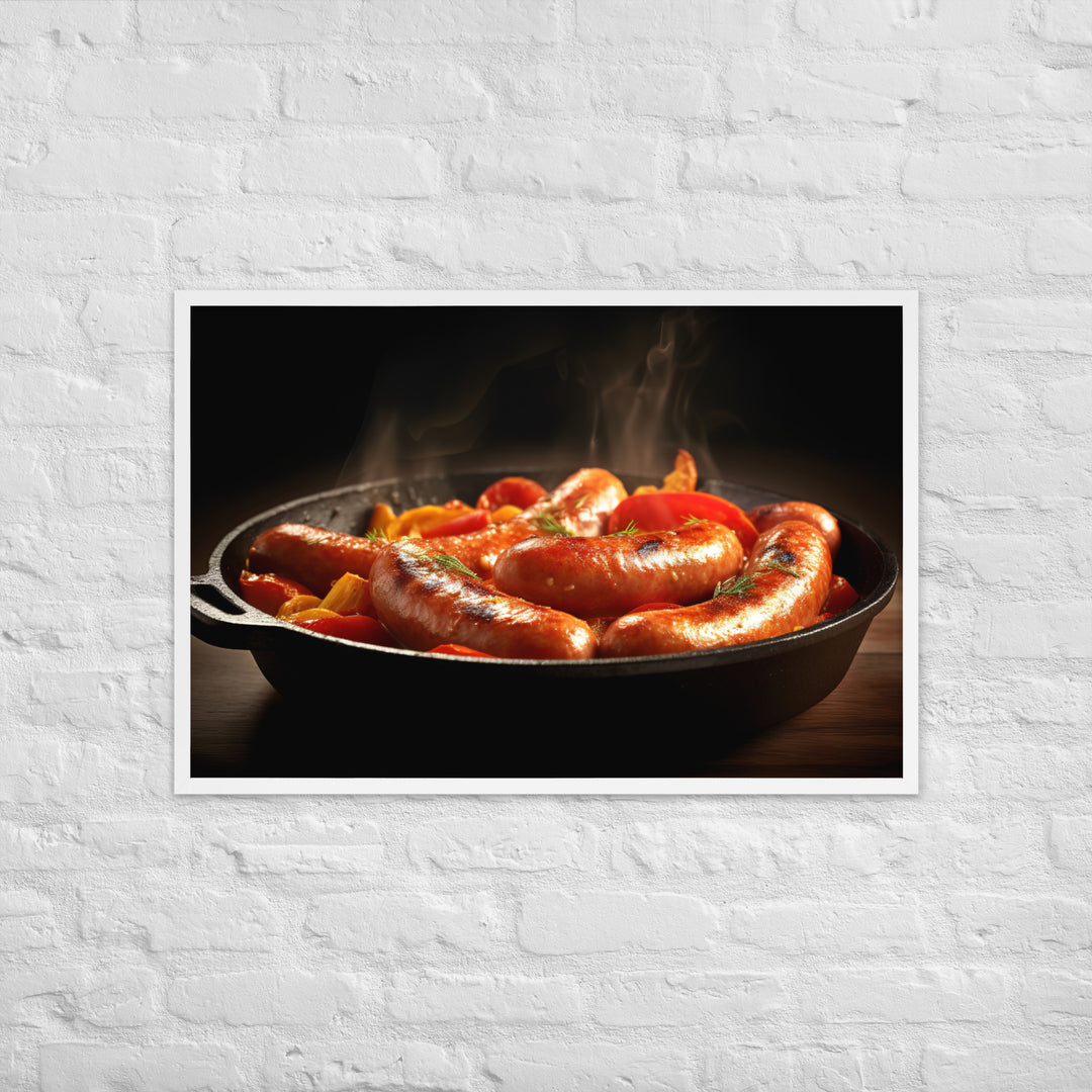 Pan Fried Sausage Framed poster 🤤 from Yumify.AI