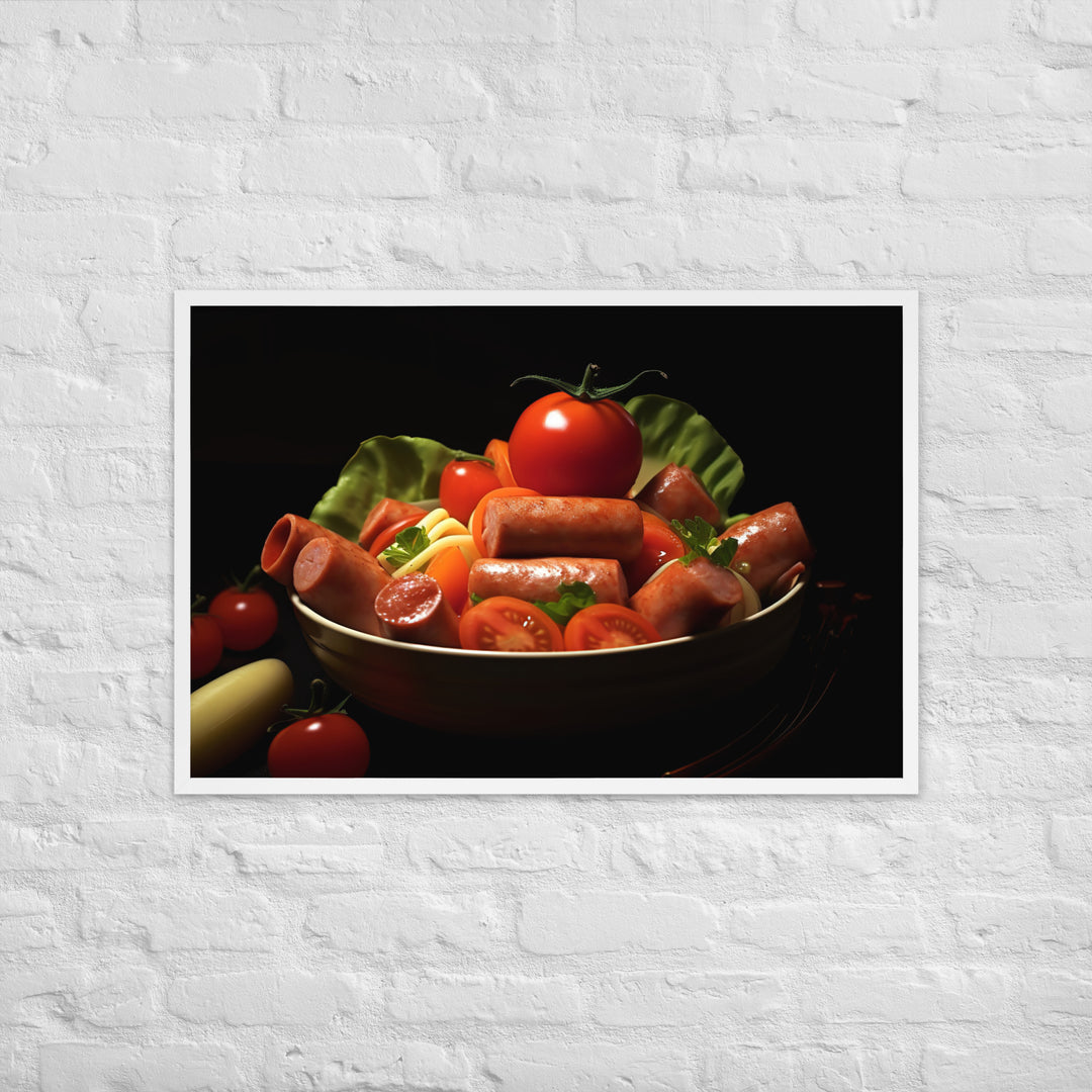 Boiled sausage Framed poster 🤤 from Yumify.AI