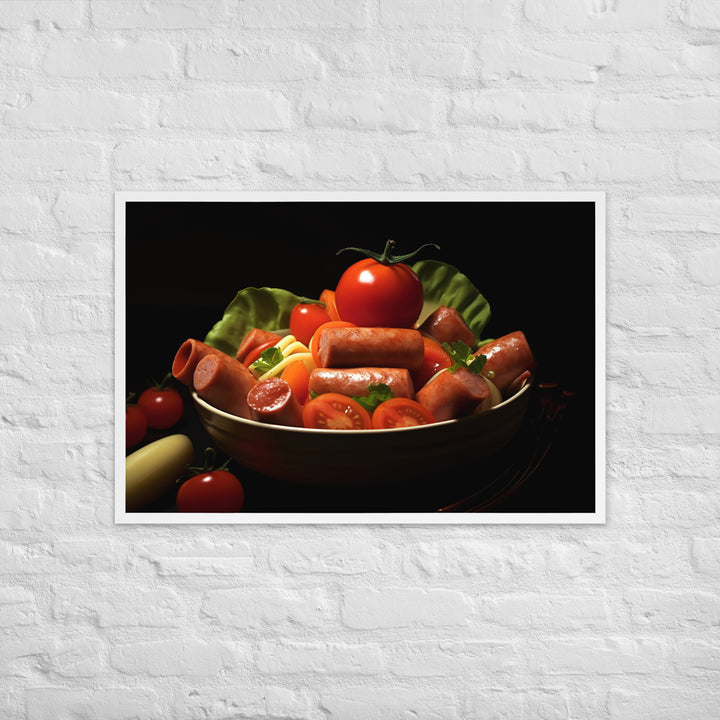 Boiled sausage Framed poster 🤤 from Yumify.AI