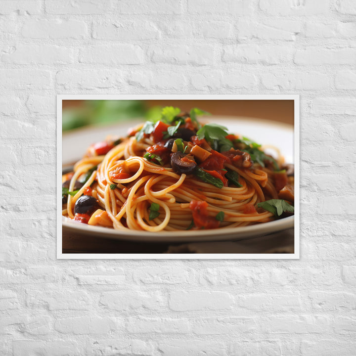 Vegan Spaghetti with Tomato Sauce Framed poster 🤤 from Yumify.AI