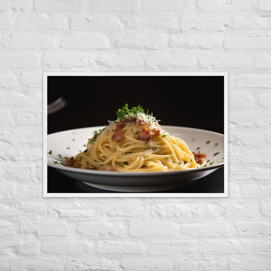 Spaghetti Carbonara with Bacon Framed poster 🤤 from Yumify.AI