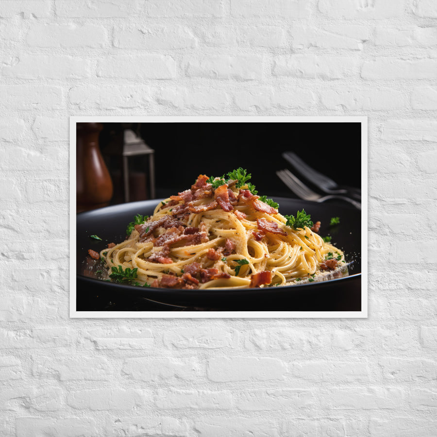 Spaghetti Carbonara with Bacon Framed poster 🤤 from Yumify.AI