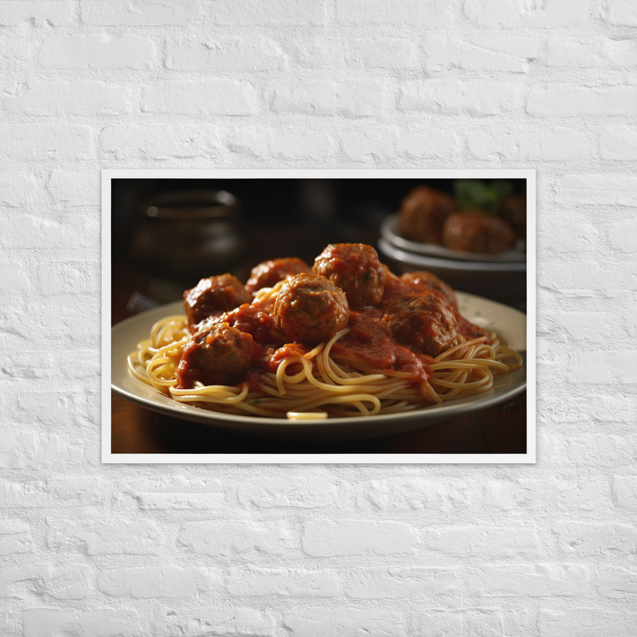 Classic Spaghetti and Meatballs Framed poster 🤤 from Yumify.AI