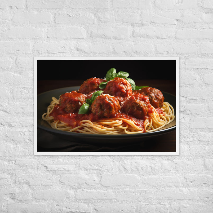 Classic Spaghetti and Meatballs Framed poster 🤤 from Yumify.AI