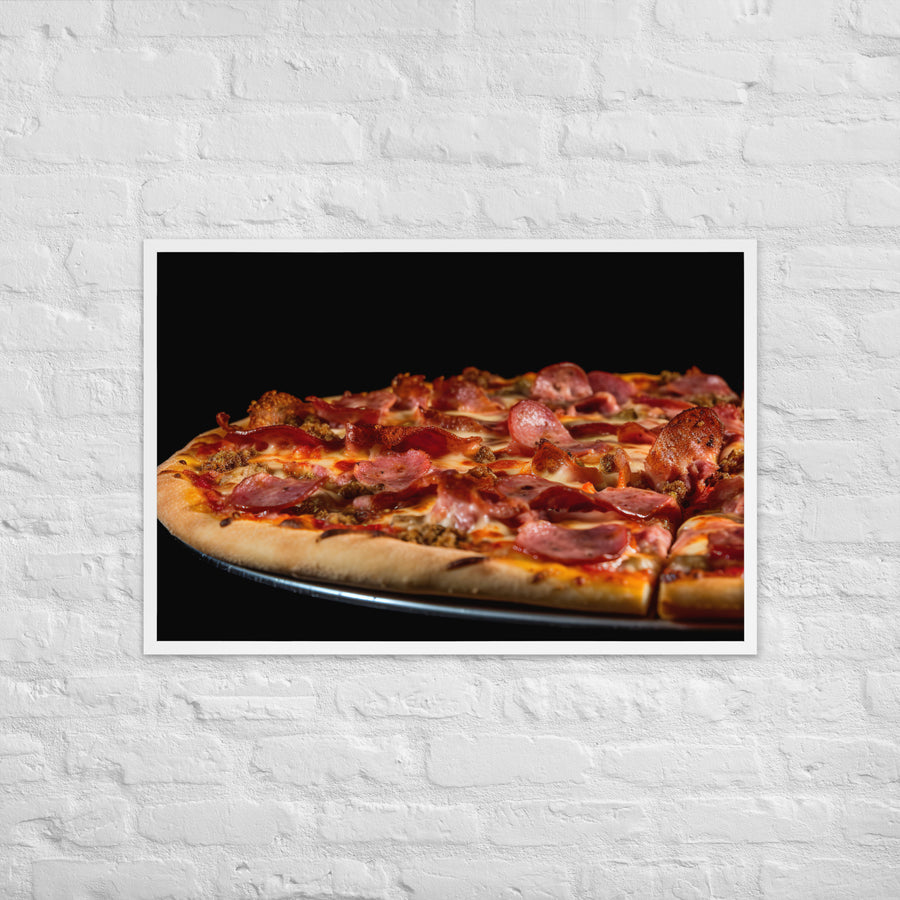 A Loaded Meat Pizza Framed poster 🤤 from Yumify.AI