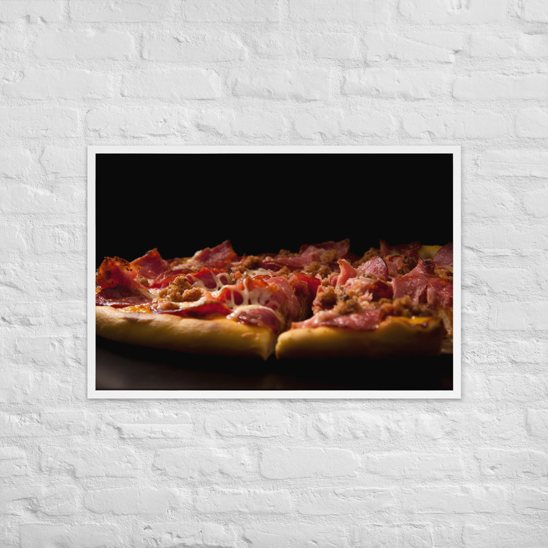 A Loaded Meat Pizza Framed poster 🤤 from Yumify.AI