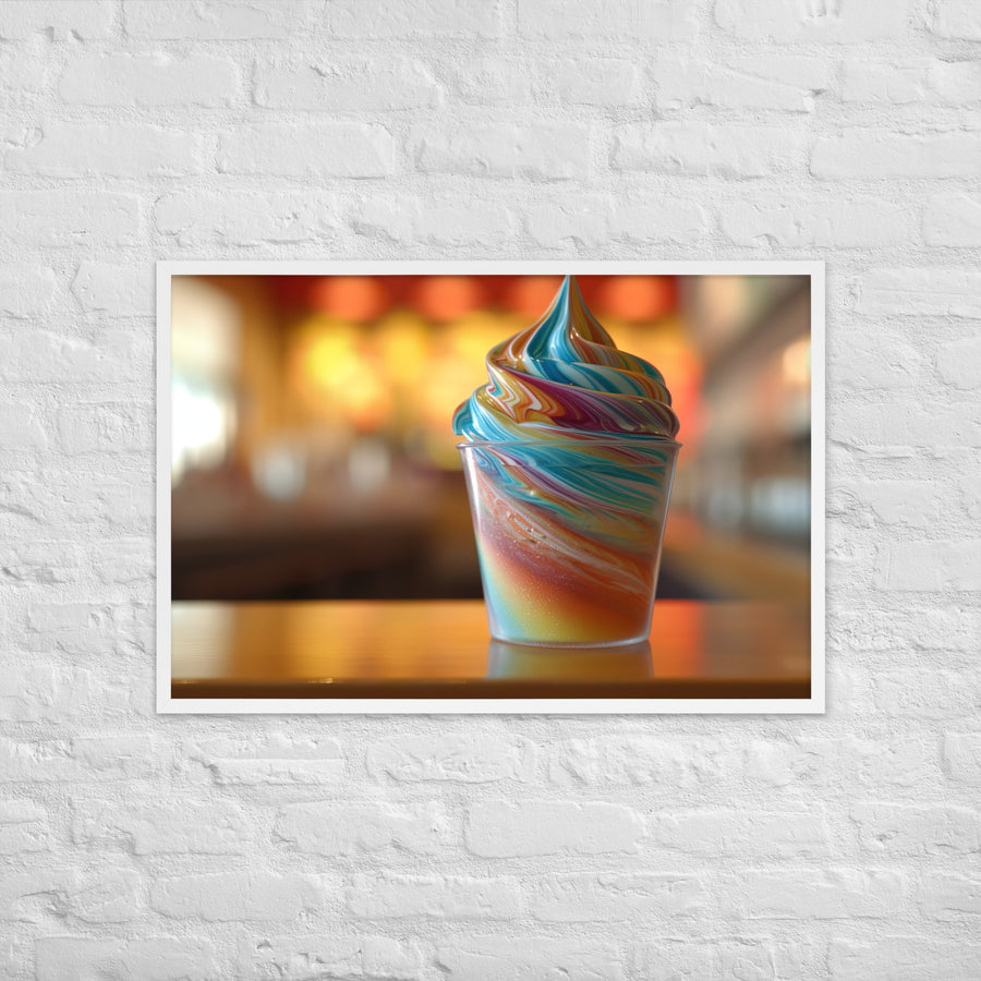 Rainbow Swirl Soft Serve Cup Framed poster 🤤 from Yumify.AI