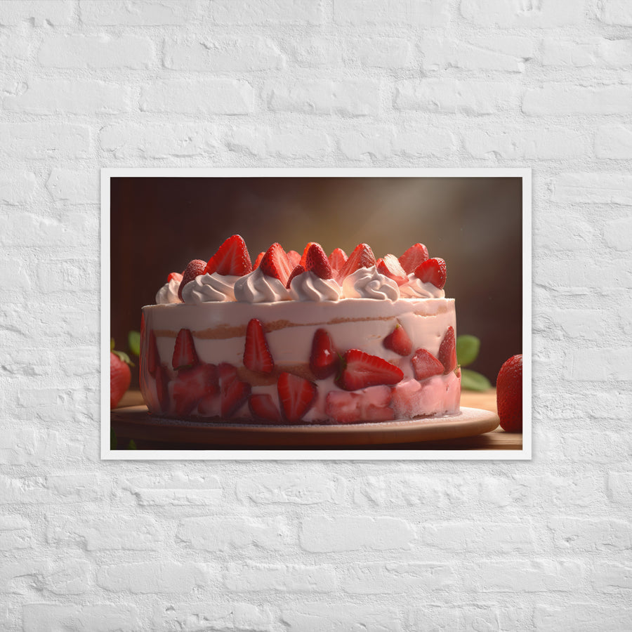 Strawberry Shortcake Ice Cream Cake Framed poster 🤤 from Yumify.AI