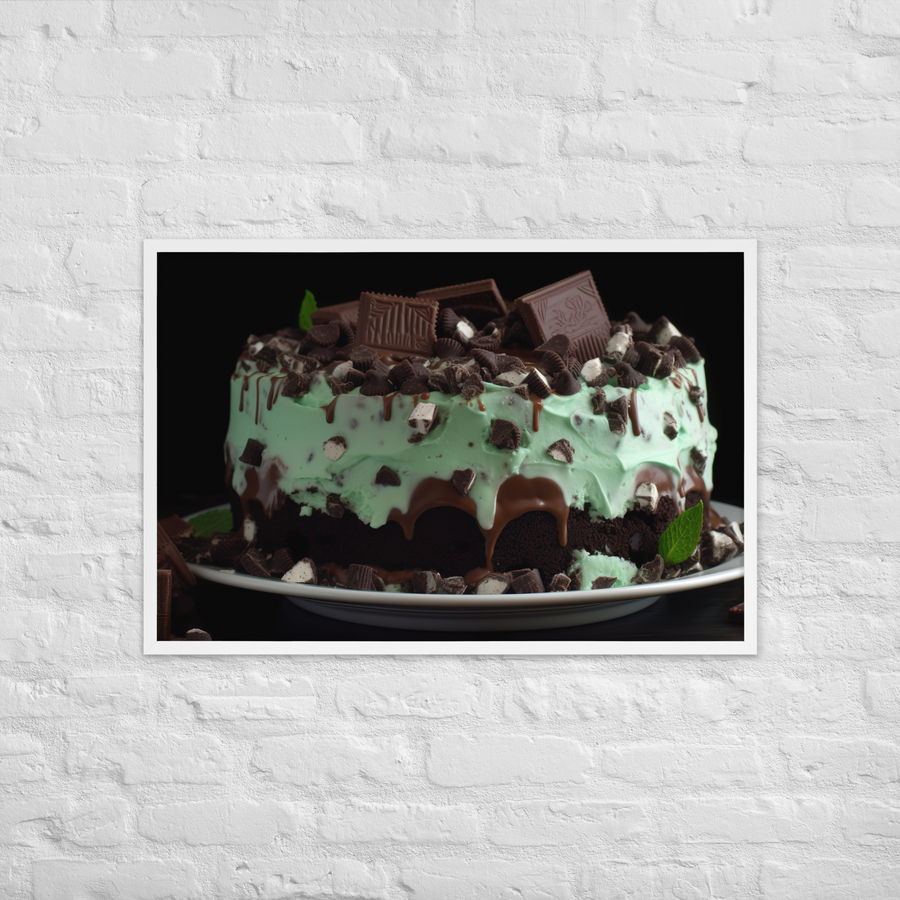 Mint Chocolate Chip Ice Cream Cake Framed poster 🤤 from Yumify.AI