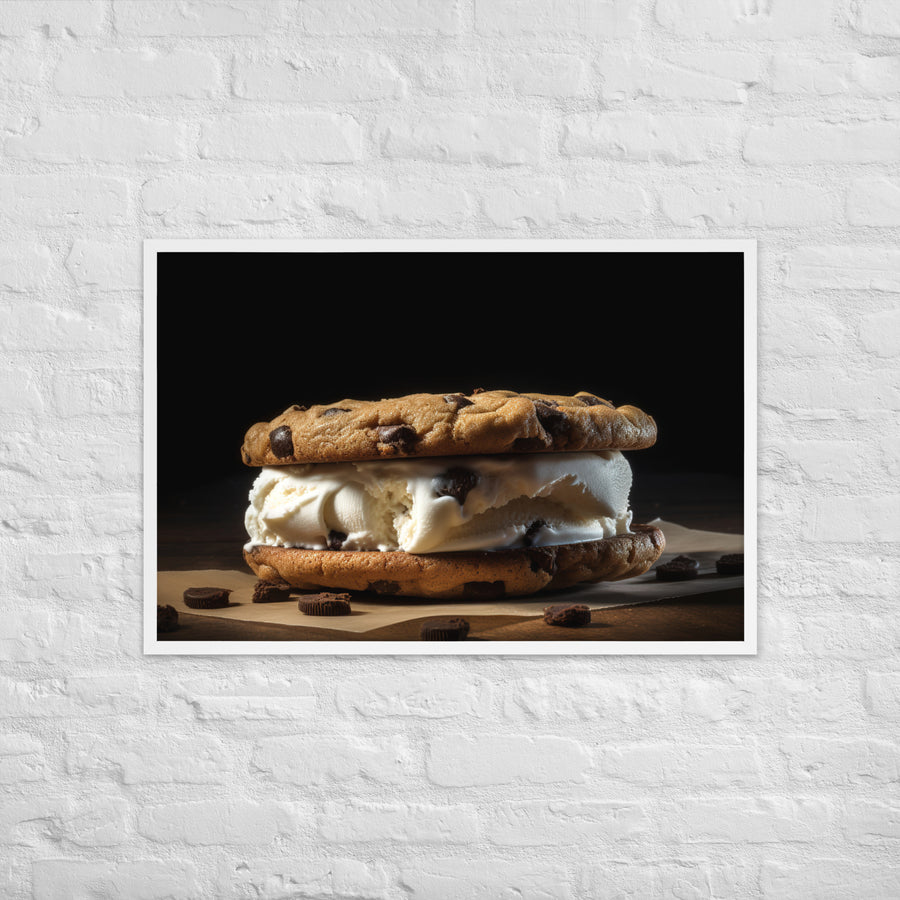 Classic Chocolate Chip Cookie Ice Cream Sandwich Framed poster 🤤 from Yumify.AI
