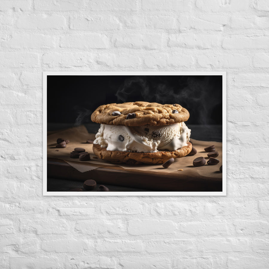 Classic Chocolate Chip Cookie Ice Cream Sandwich Framed poster 🤤 from Yumify.AI