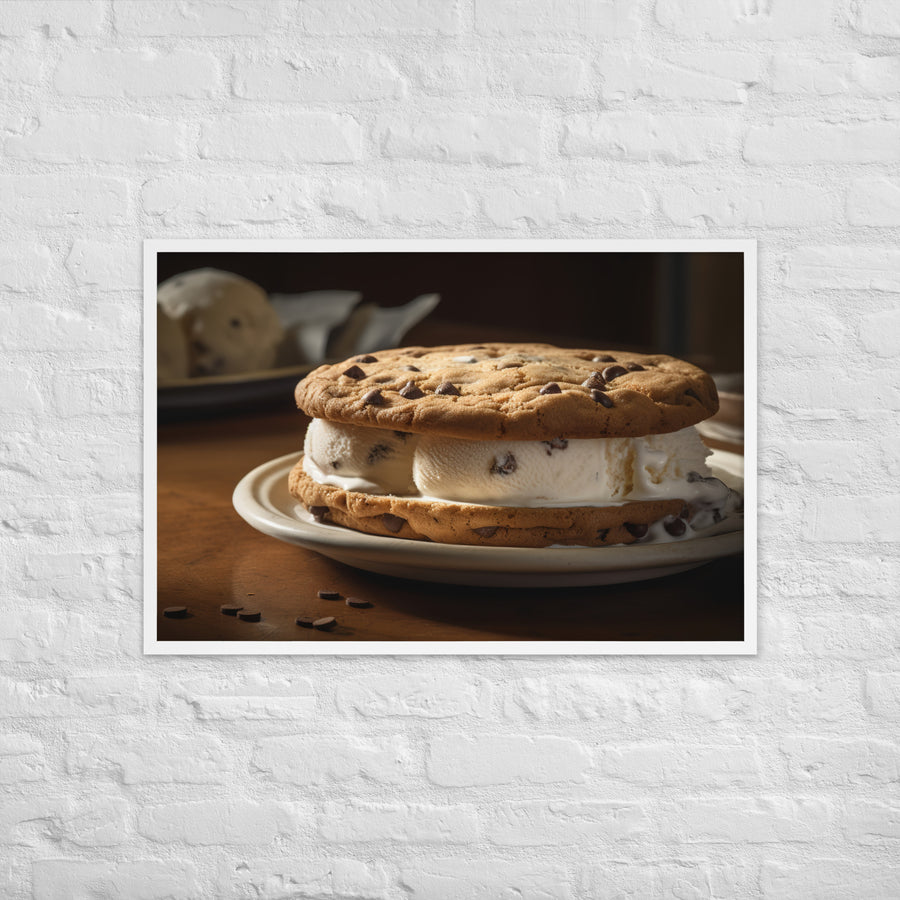 Classic Chocolate Chip Cookie Ice Cream Sandwich Framed poster 🤤 from Yumify.AI