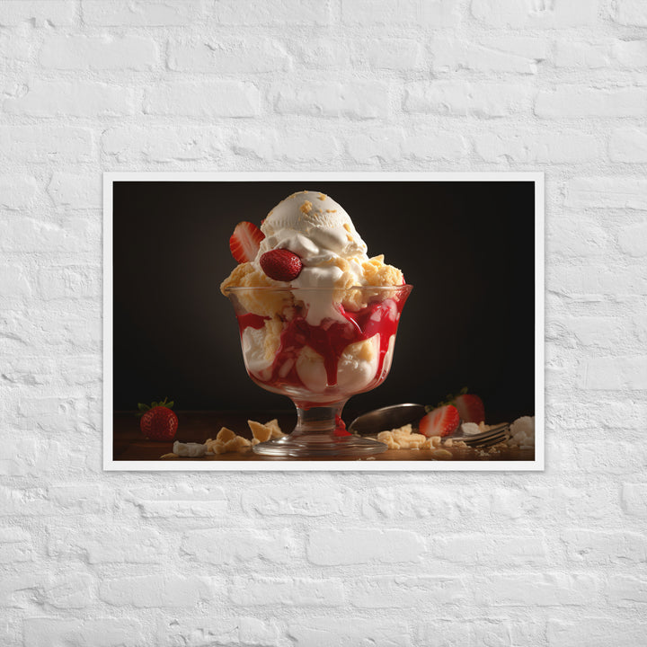 Strawberry Shortcake Sundae Framed poster 🤤 from Yumify.AI