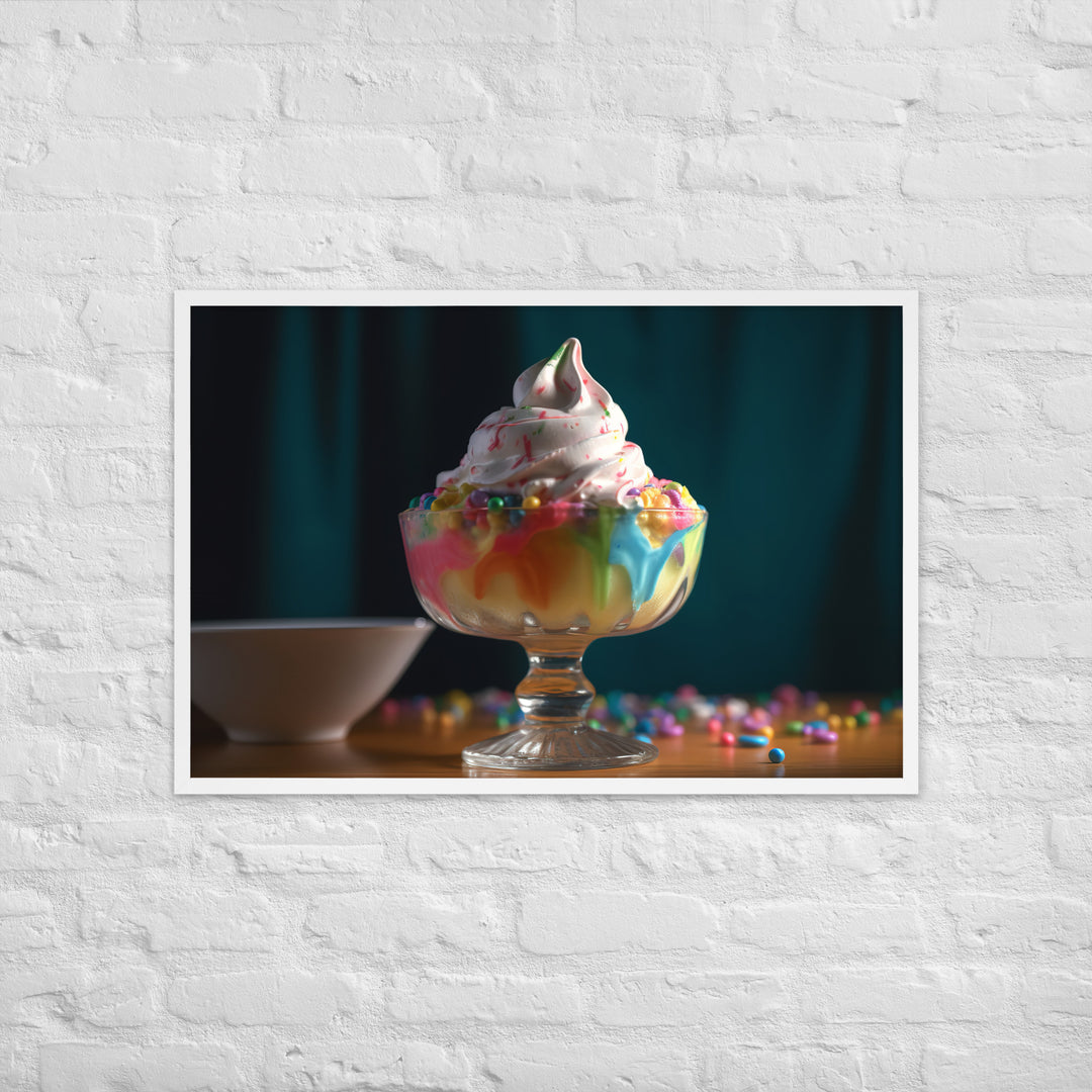 Rainbow Sherbet Sundae Framed poster 🤤 from Yumify.AI