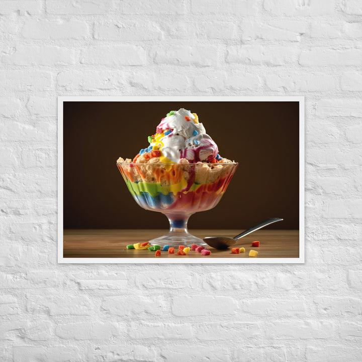 Rainbow Sherbet Sundae Framed poster 🤤 from Yumify.AI