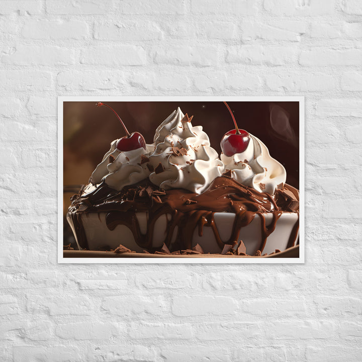 Chocolate Fudge Soft Serve Sundae Framed poster 🤤 from Yumify.AI