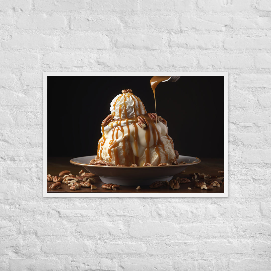 Caramel Pecan Sundae Framed poster 🤤 from Yumify.AI