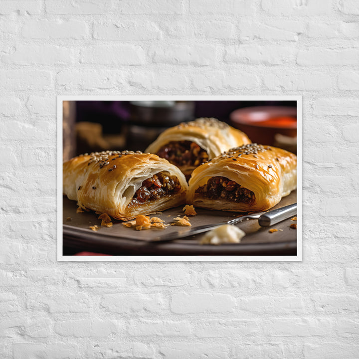 Vegetarian Sausage Roll Framed poster 🤤 from Yumify.AI