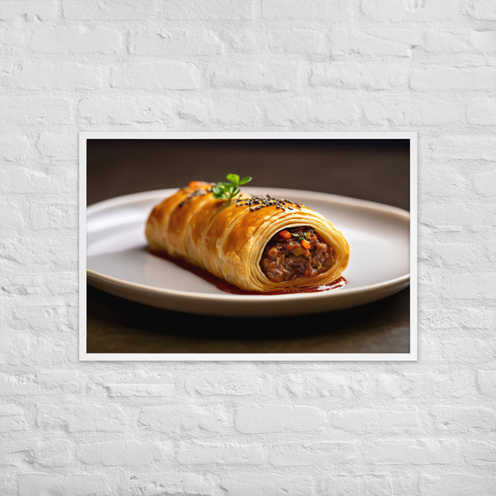 Vegetarian Sausage Roll Framed poster 🤤 from Yumify.AI