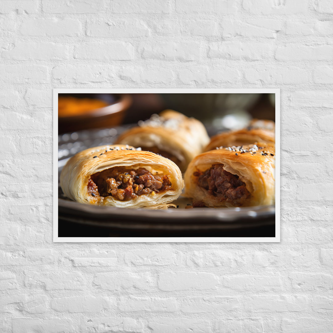 Moroccan Spiced Sausage Roll Framed poster 🤤 from Yumify.AI