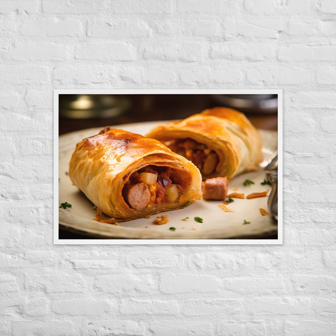 Chicken and Chorizo Sausage Roll Framed poster 🤤 from Yumify.AI