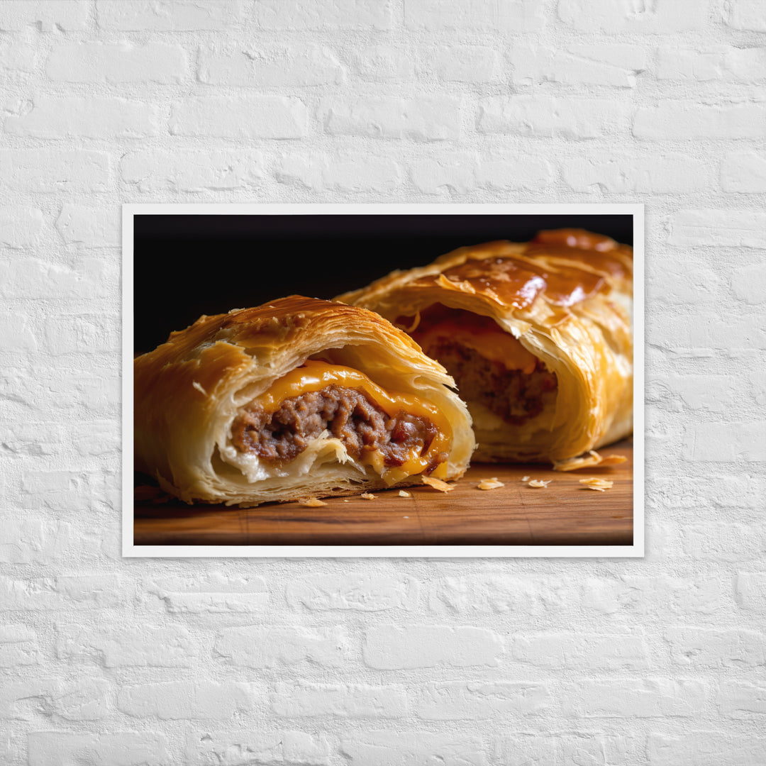 Cheese and Sausage Roll Framed poster 🤤 from Yumify.AI