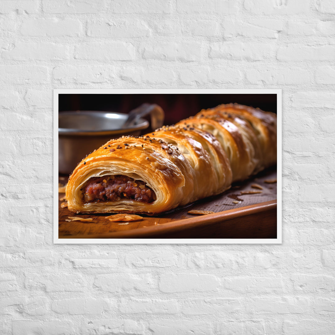 Beef and Onion Sausage Roll Framed poster 🤤 from Yumify.AI