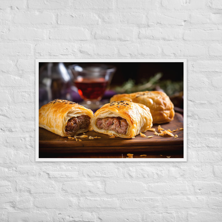 Beef and Onion Sausage Roll Framed poster 🤤 from Yumify.AI