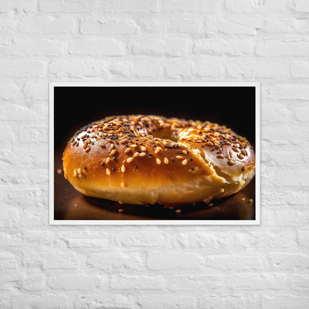 Sesame Bagel Framed poster 🤤 from Yumify.AI