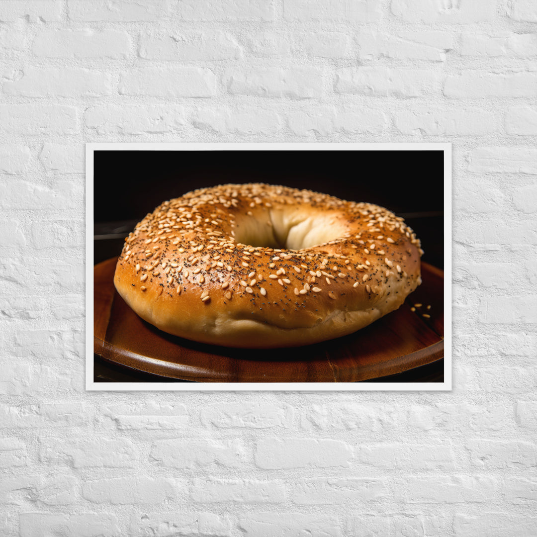 Plain Bagel Framed poster 🤤 from Yumify.AI