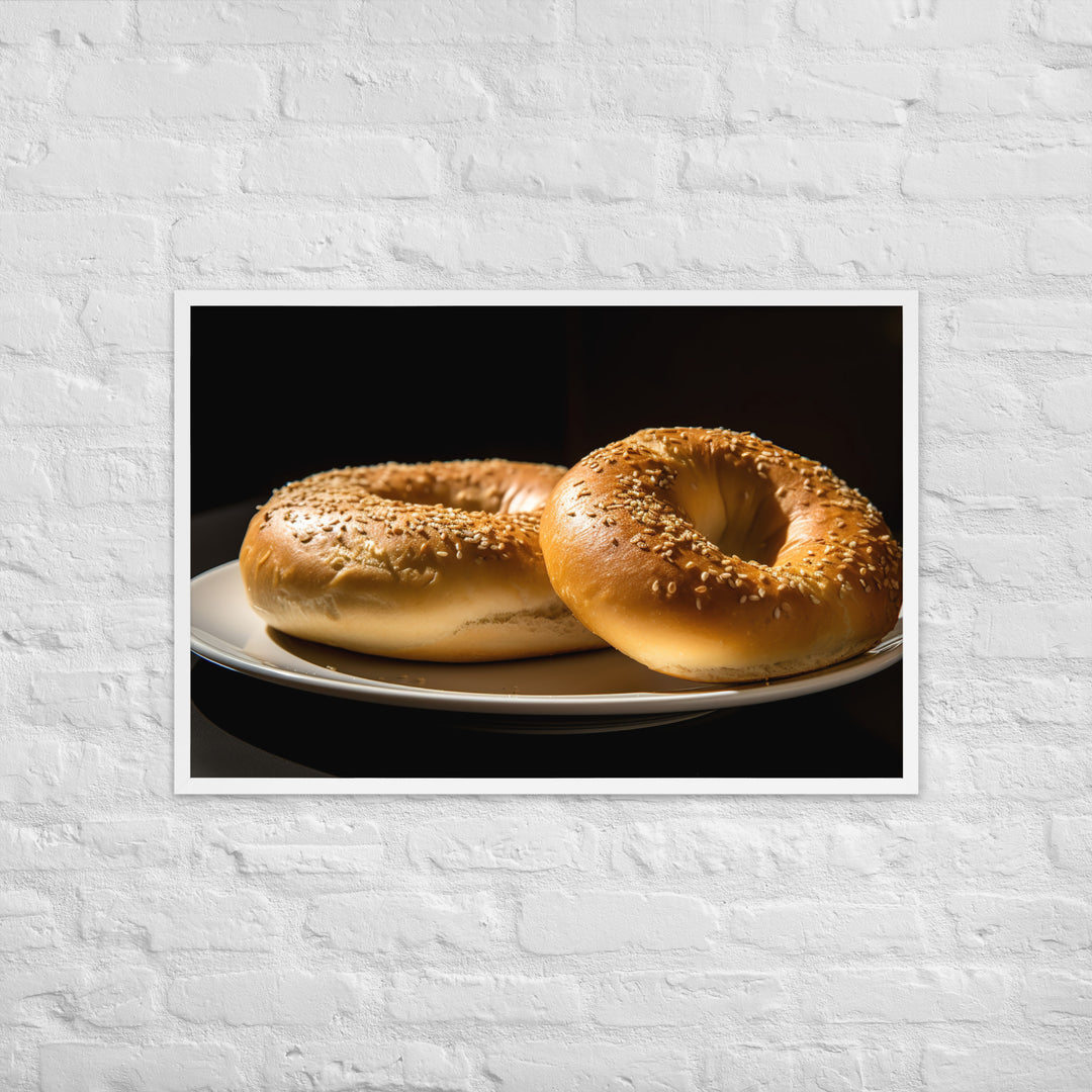 Plain Bagel Framed poster 🤤 from Yumify.AI