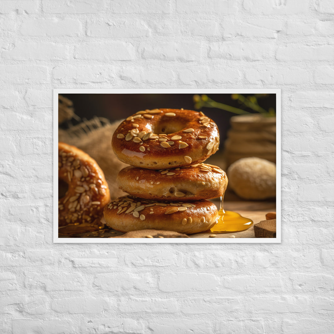 Honey Wheat Bagel Framed poster 🤤 from Yumify.AI