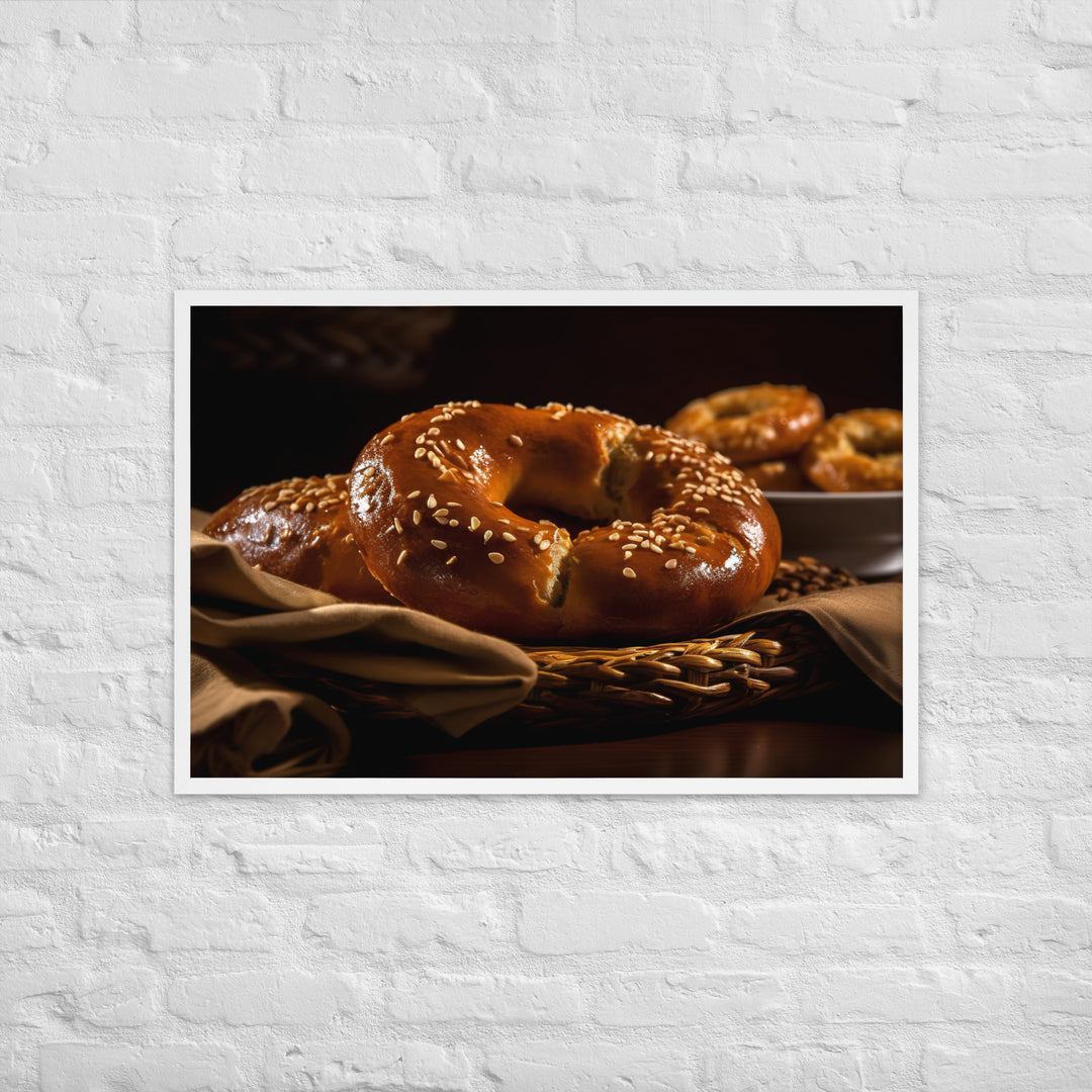 Honey Wheat Bagel Framed poster 🤤 from Yumify.AI