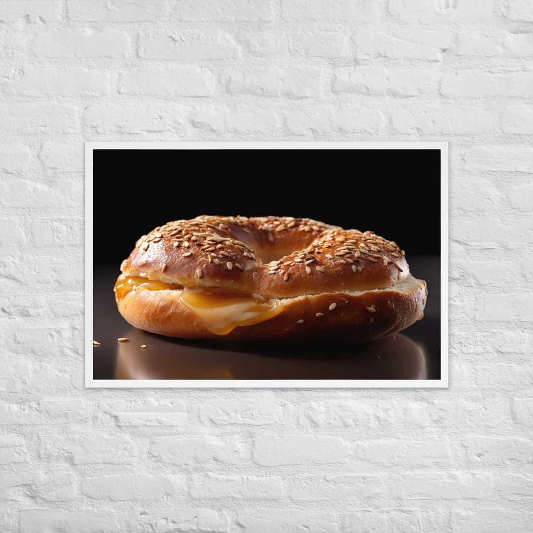 Honey Wheat Bagel Framed poster 🤤 from Yumify.AI