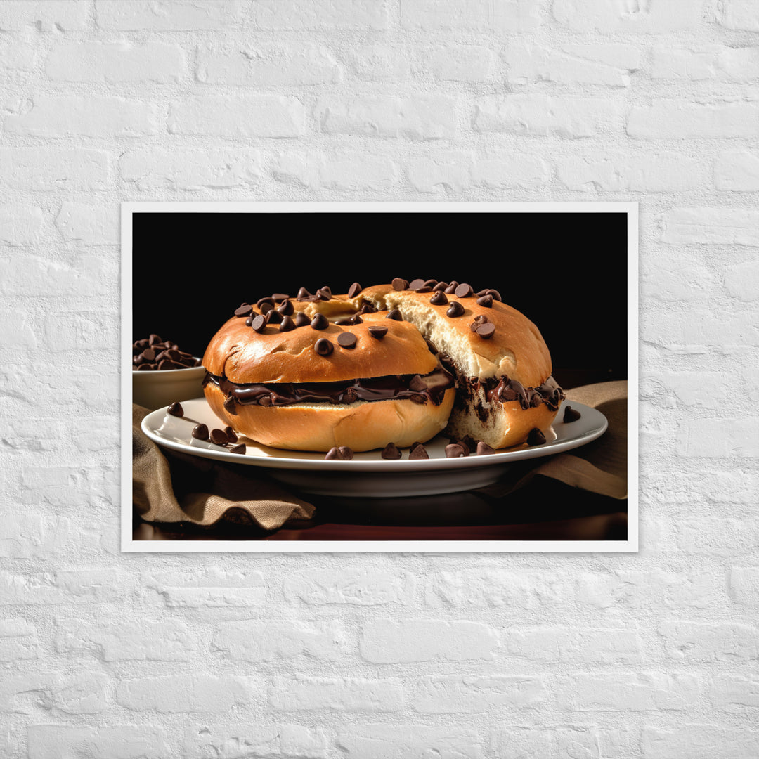 Chocolate Chip Bagel Framed poster 🤤 from Yumify.AI