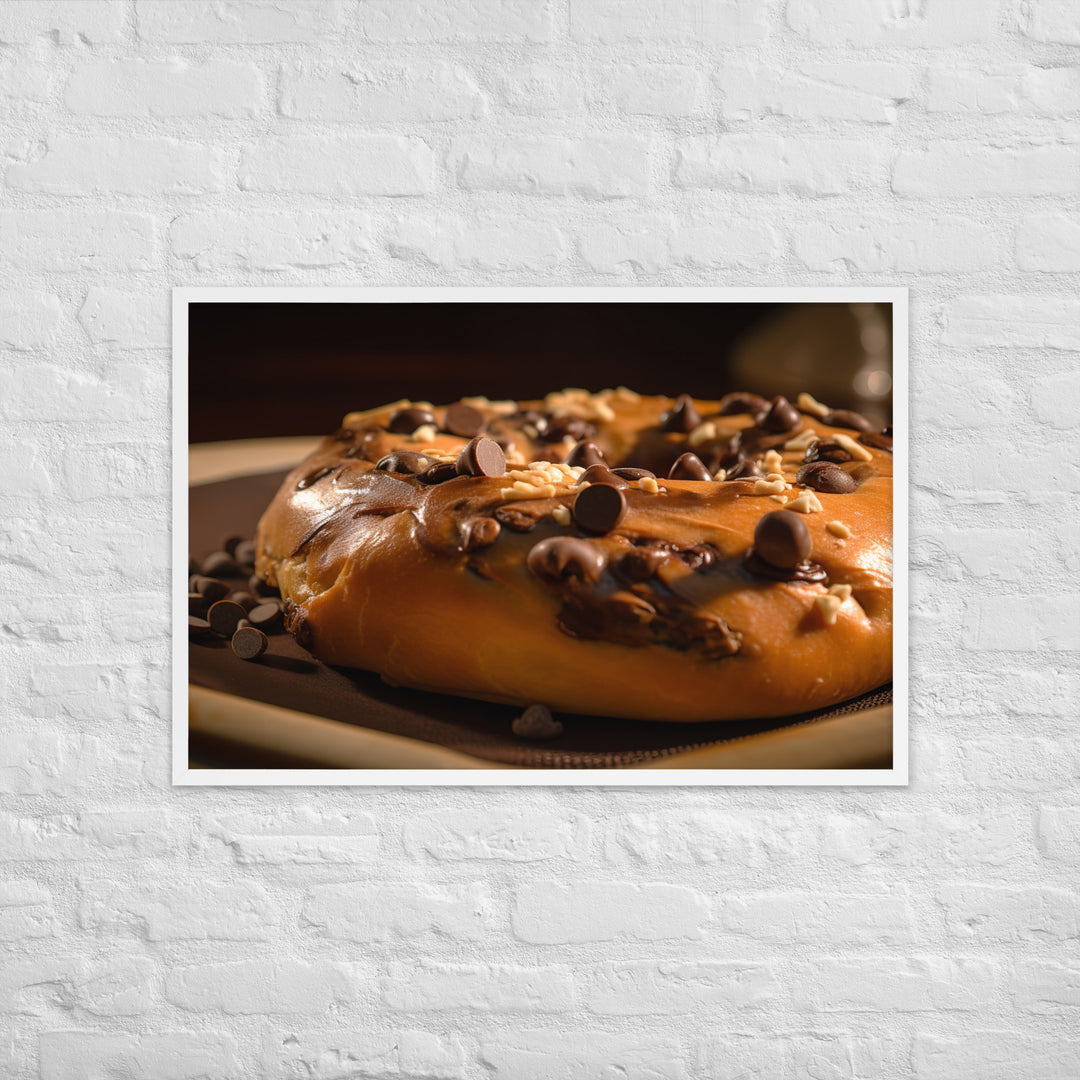 Chocolate Chip Bagel Framed poster 🤤 from Yumify.AI