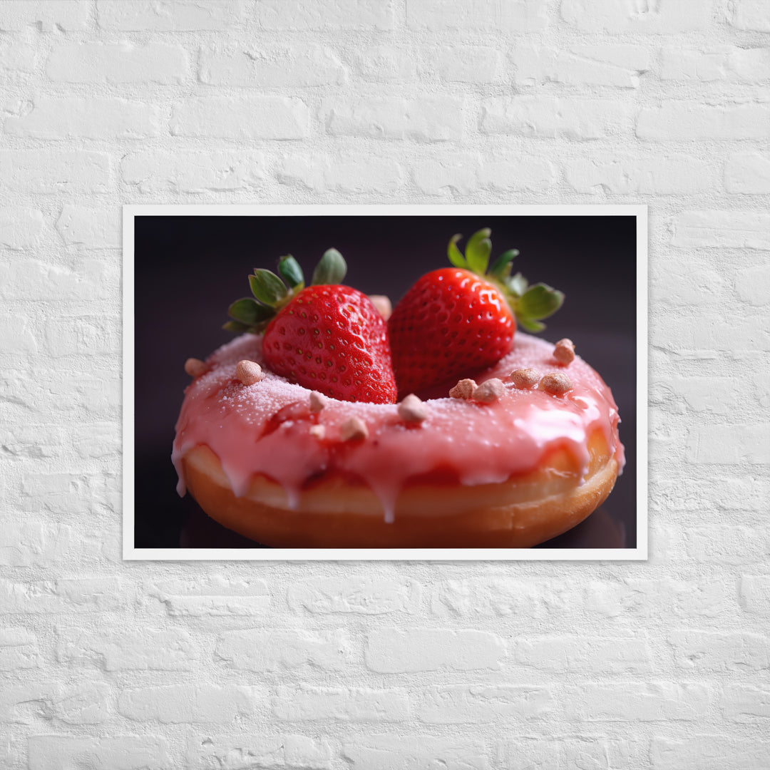 Strawberry Frosted Donut Framed poster 🤤 from Yumify.AI