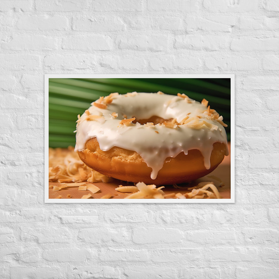 Coconut Cream Donut Framed poster 🤤 from Yumify.AI