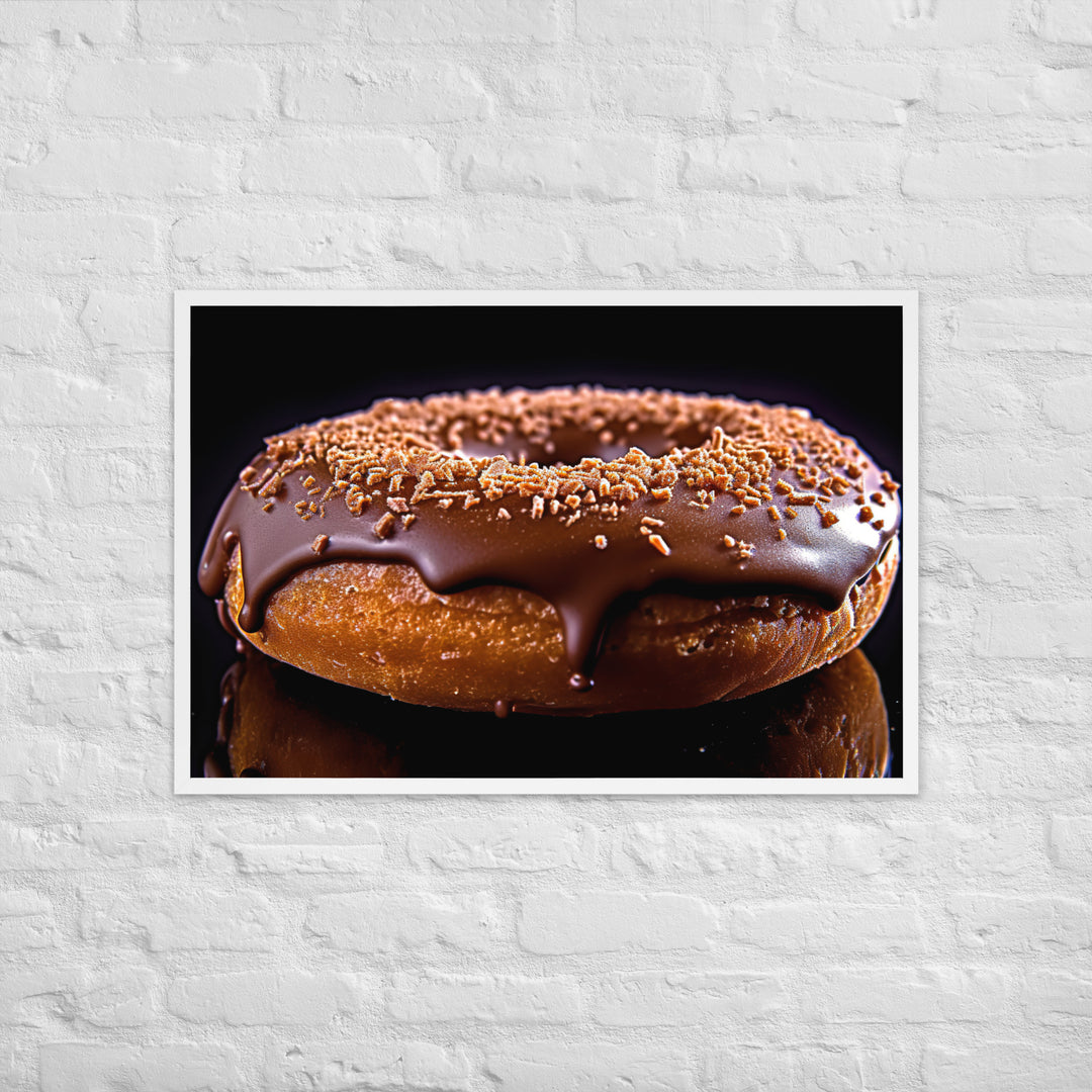 Chocolate Frosted Donut Framed poster 🤤 from Yumify.AI