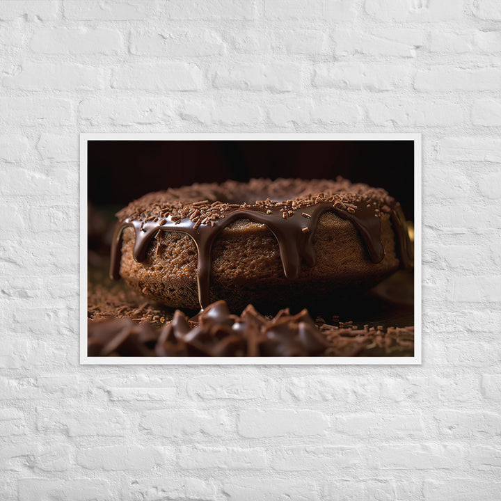 Chocolate Frosted Donut Framed poster 🤤 from Yumify.AI