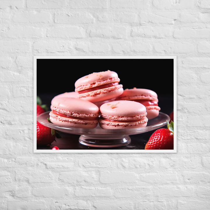 Strawberry Macarons Framed poster 🤤 from Yumify.AI