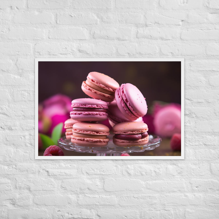 Raspberry Macarons Framed poster 🤤 from Yumify.AI