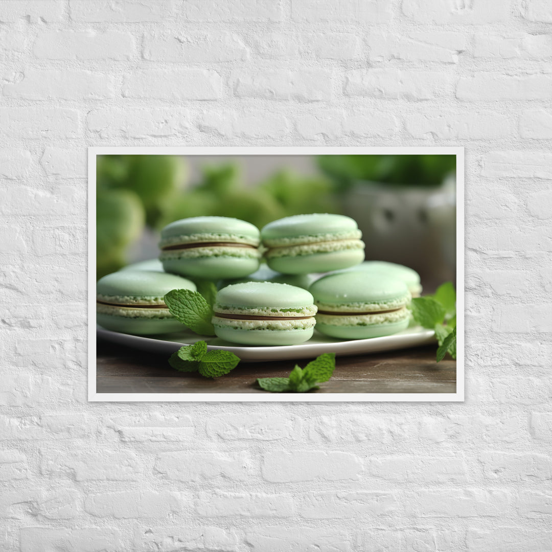 Mint Macarons Framed poster 🤤 from Yumify.AI