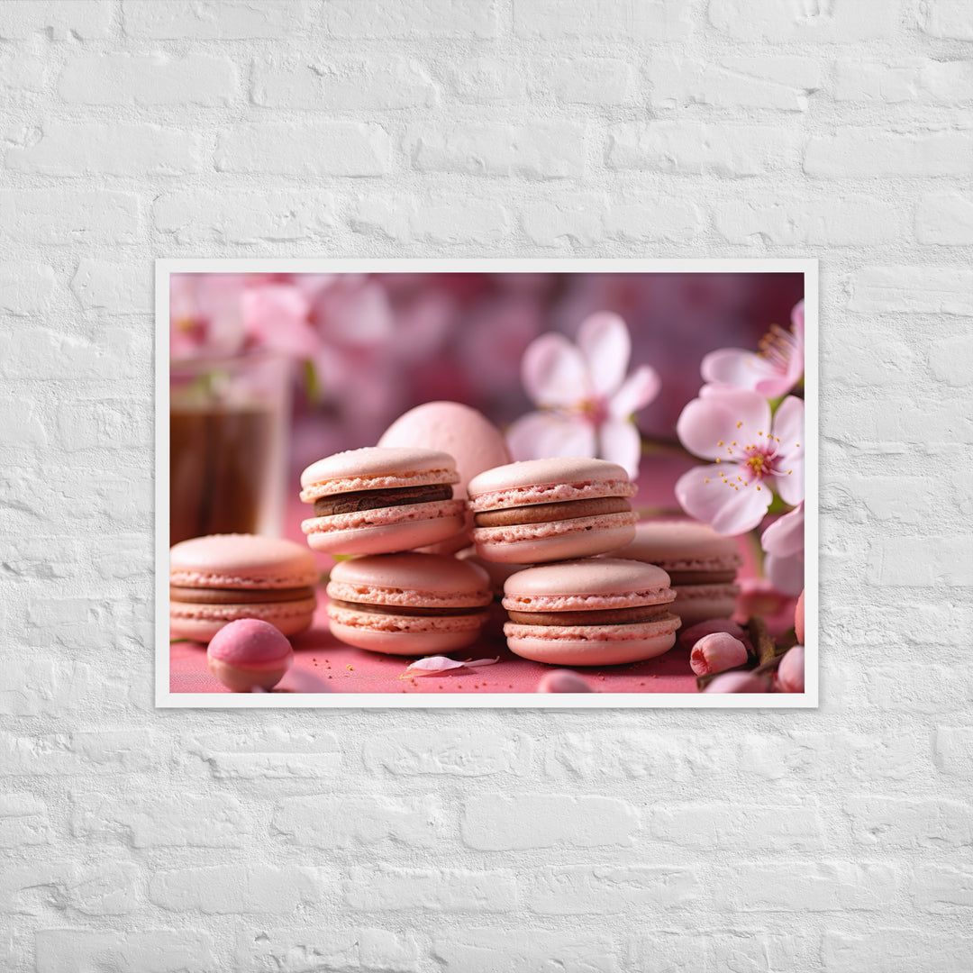 Cherry Blossom Macarons Framed poster 🤤 from Yumify.AI