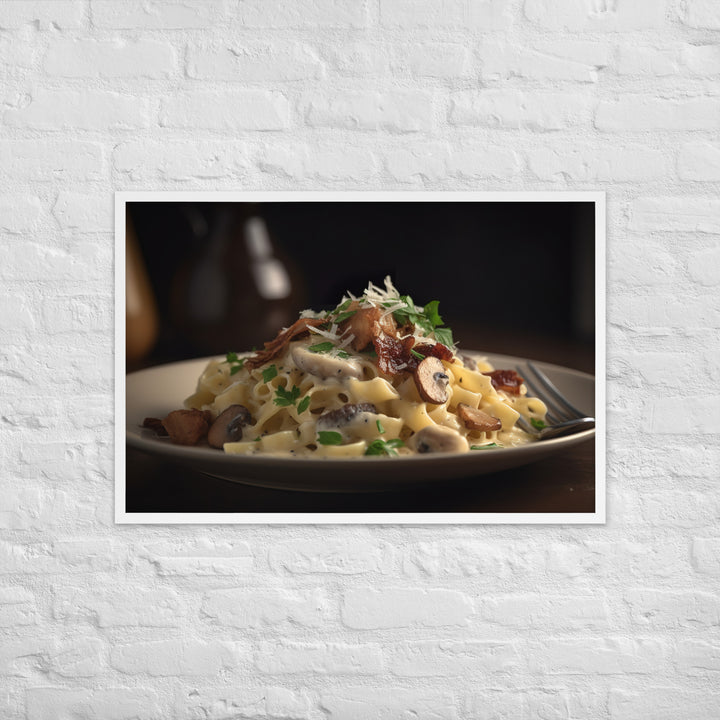 Pasta dish featuring Parmesan cheese Framed poster 🤤 from Yumify.AI