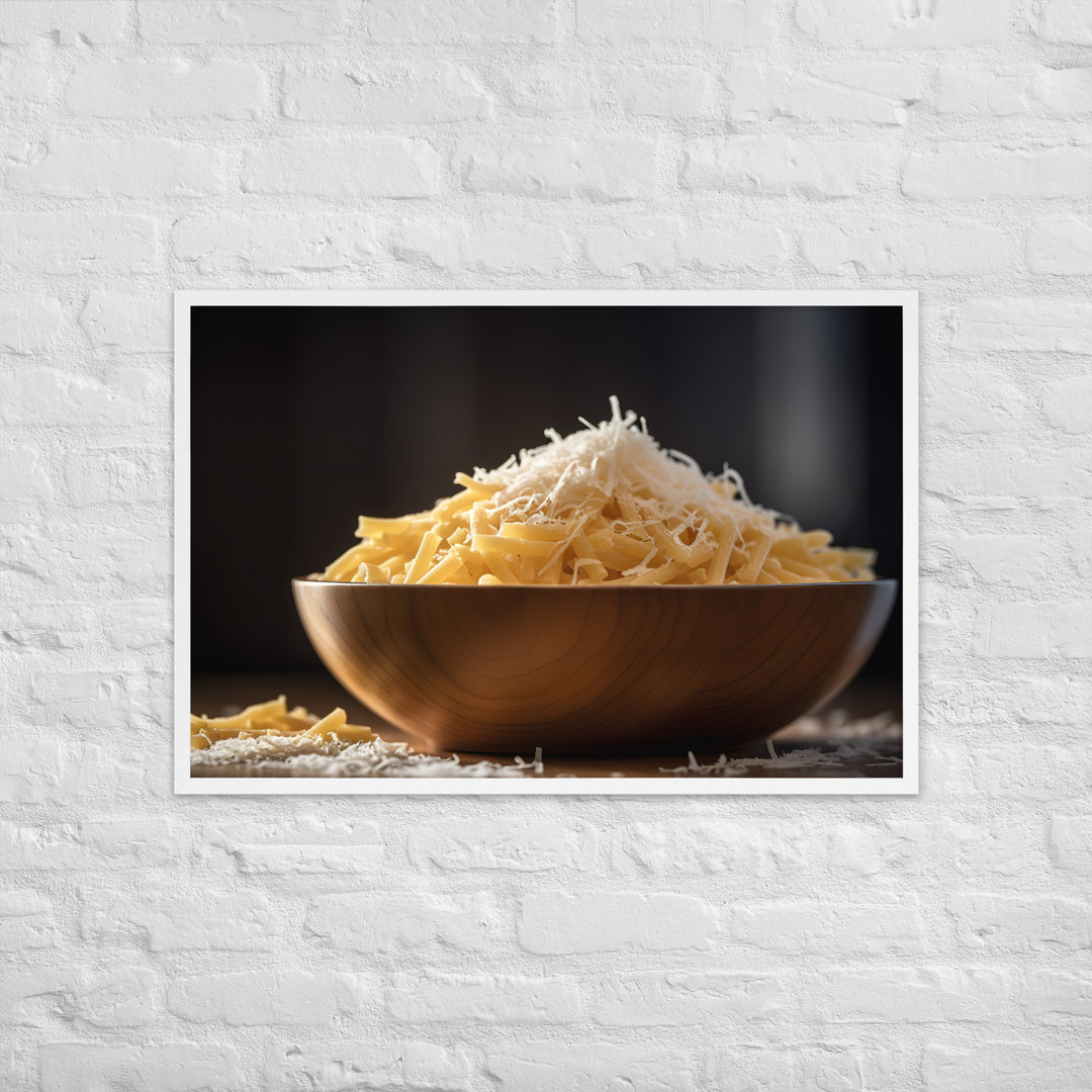 Freshly grated Parmesan cheese Framed poster 🤤 from Yumify.AI