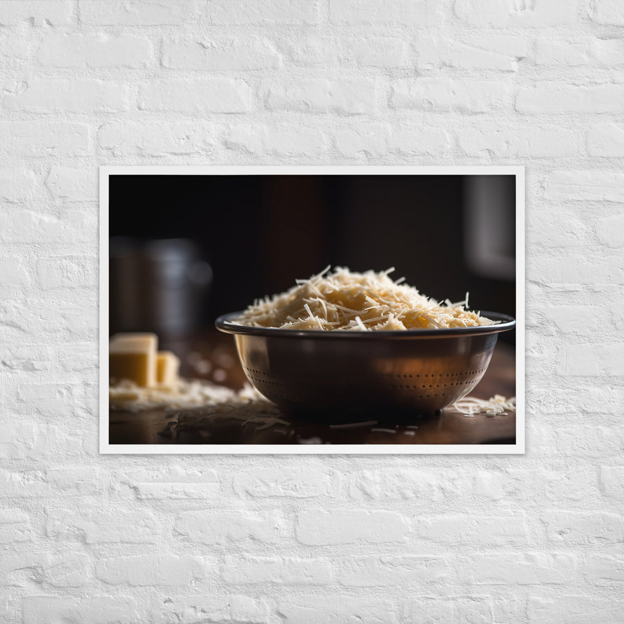 Freshly grated Parmesan cheese Framed poster 🤤 from Yumify.AI